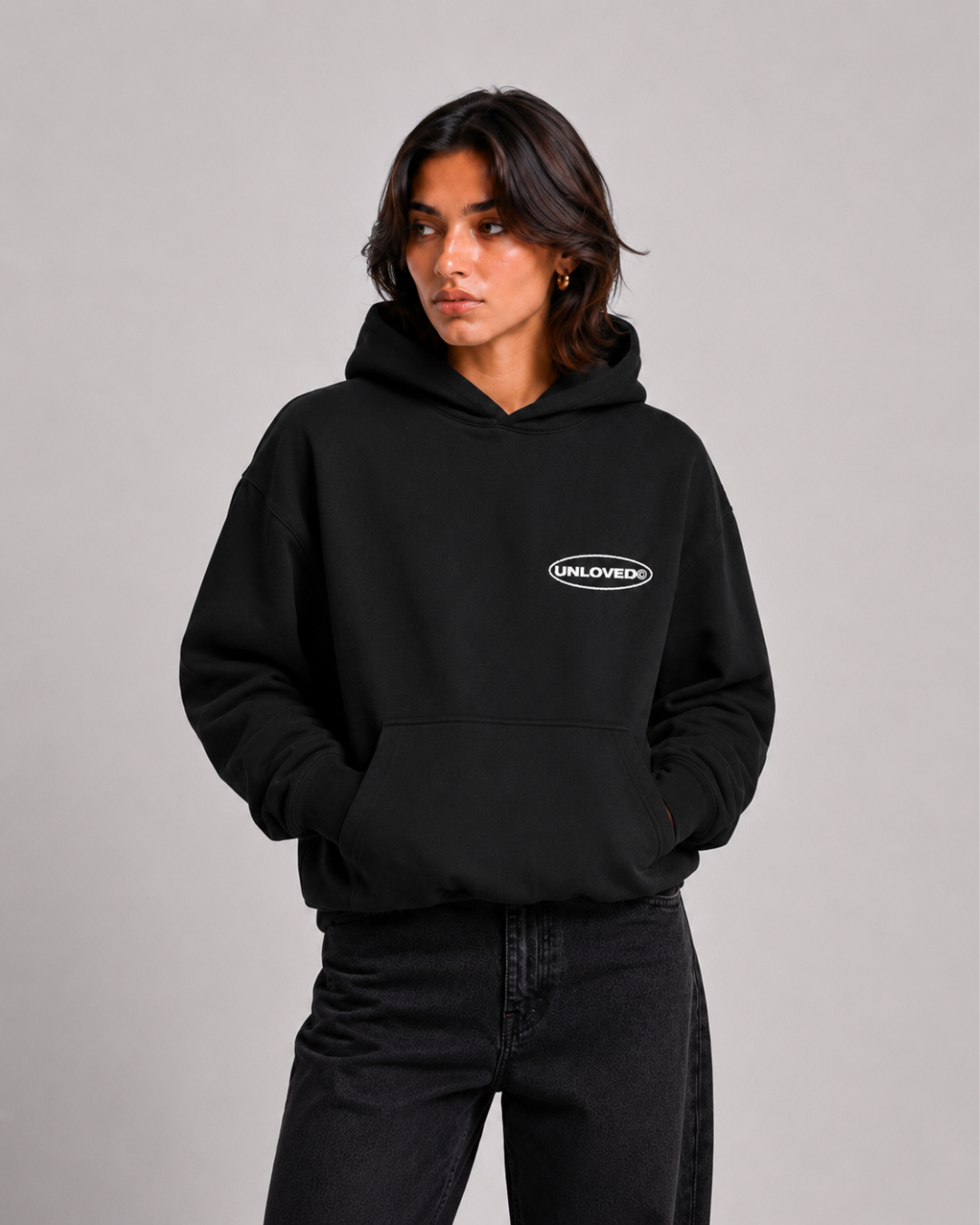 Peace boxy hoodie nera