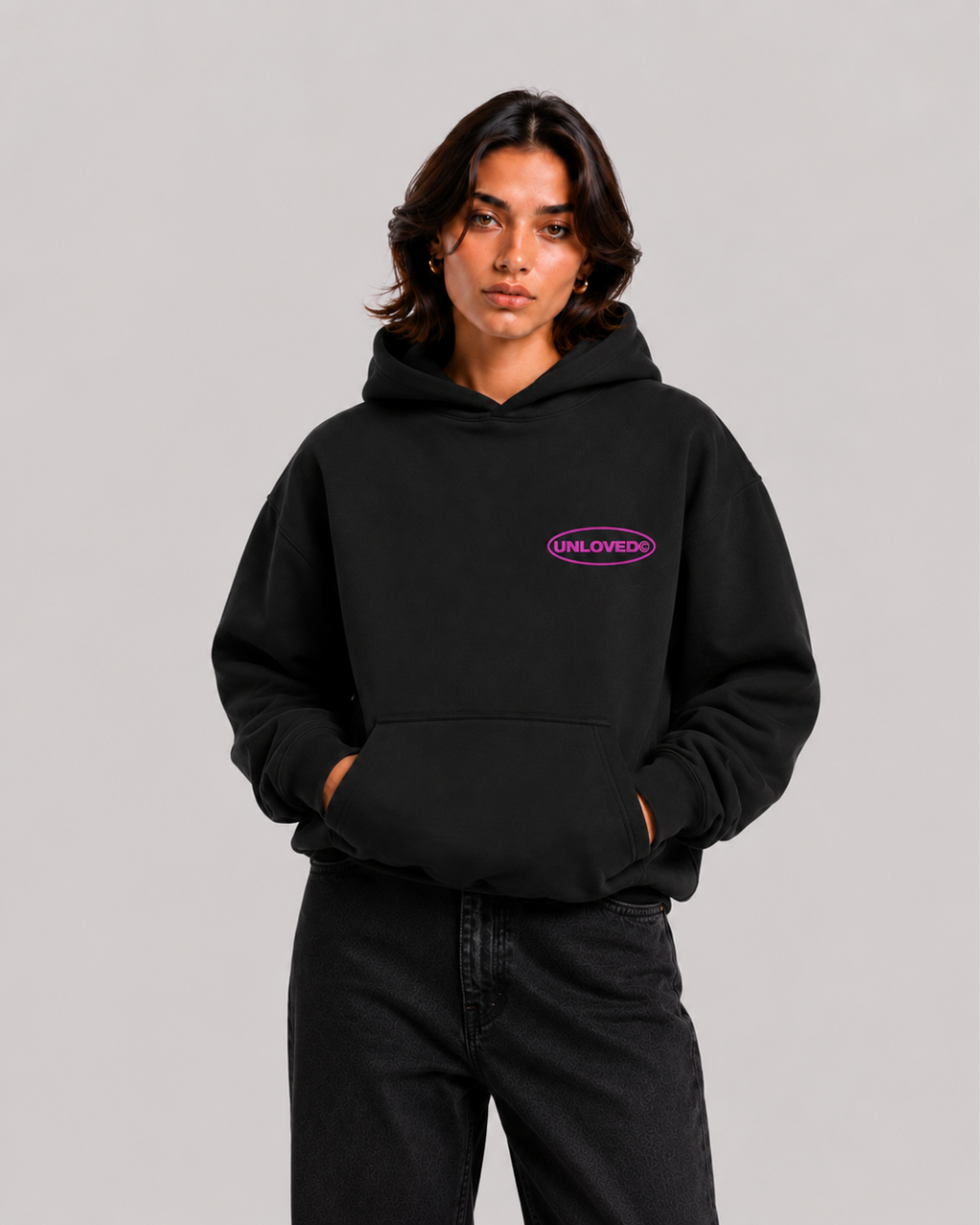 Broken Heart boxy hoodie nera