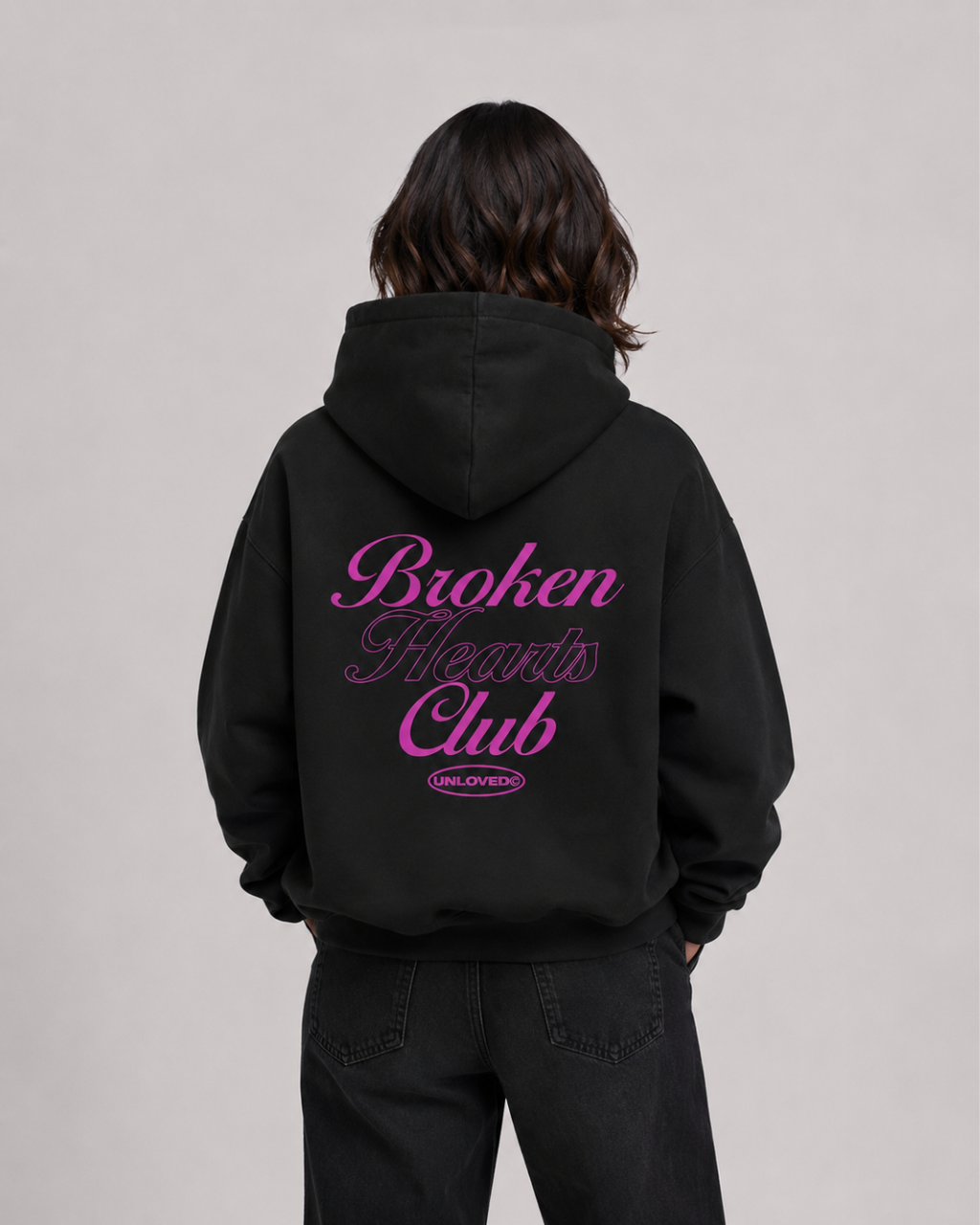 Broken Heart boxy hoodie nera