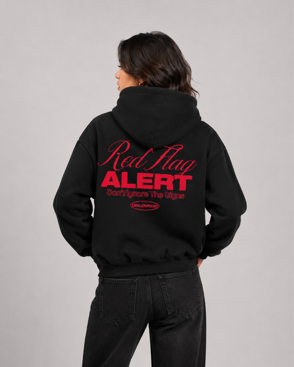 Red Flag boxy hoodie nera