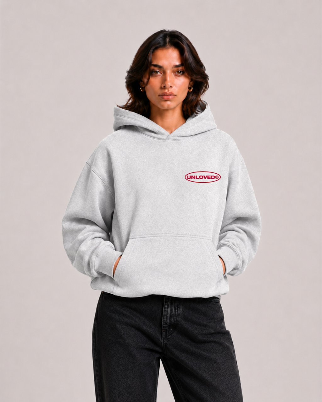 Fall in Love boxy hoodie grigia