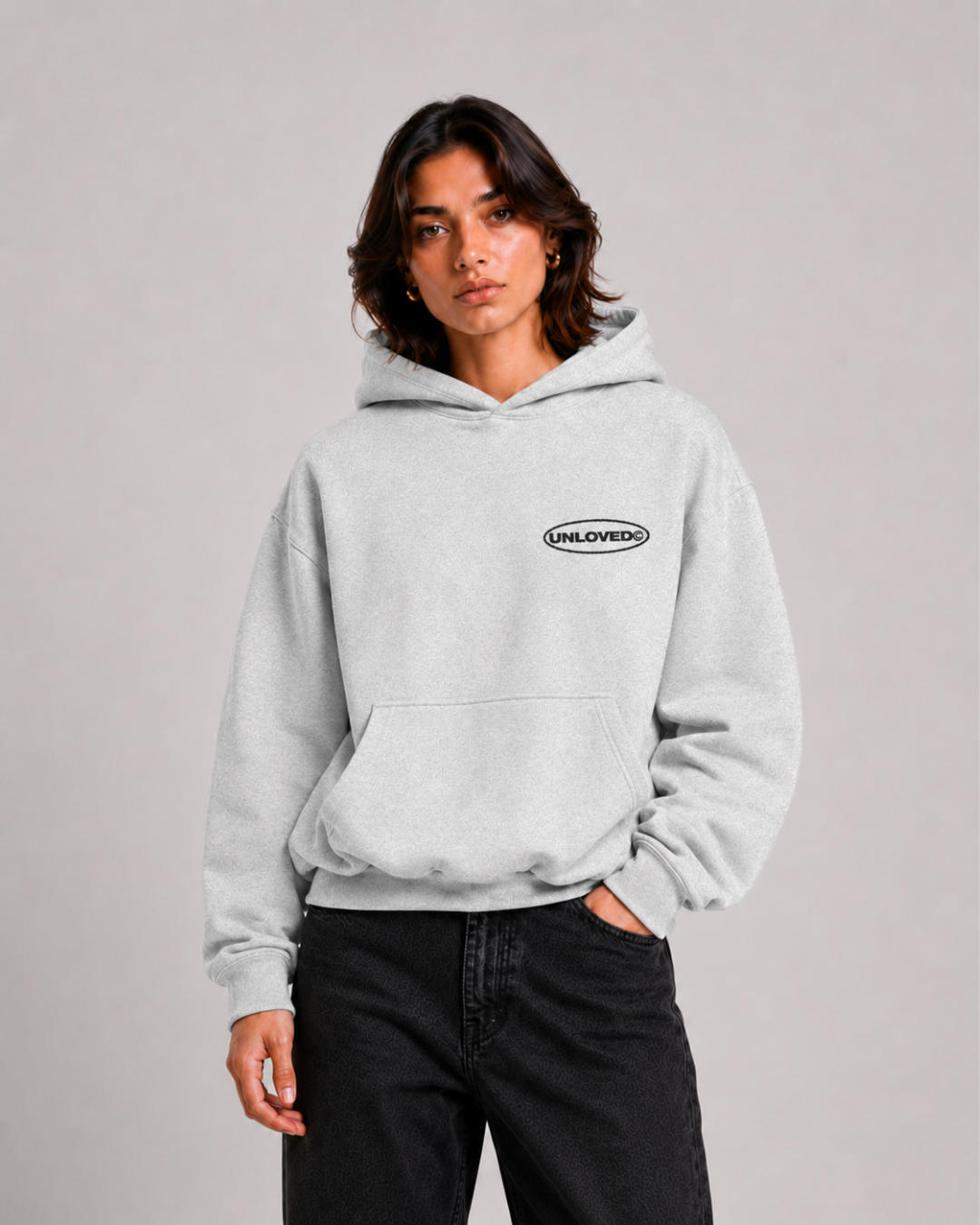 Peace boxy hoodie grigia