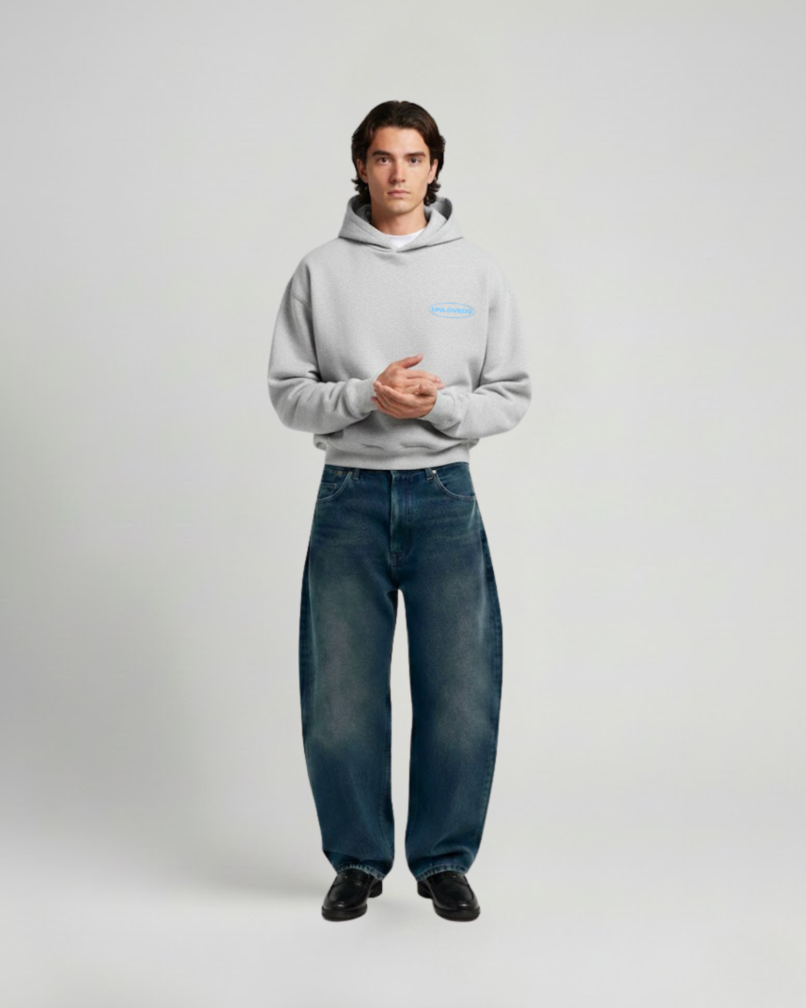 Call Me boxy hoodie grigio