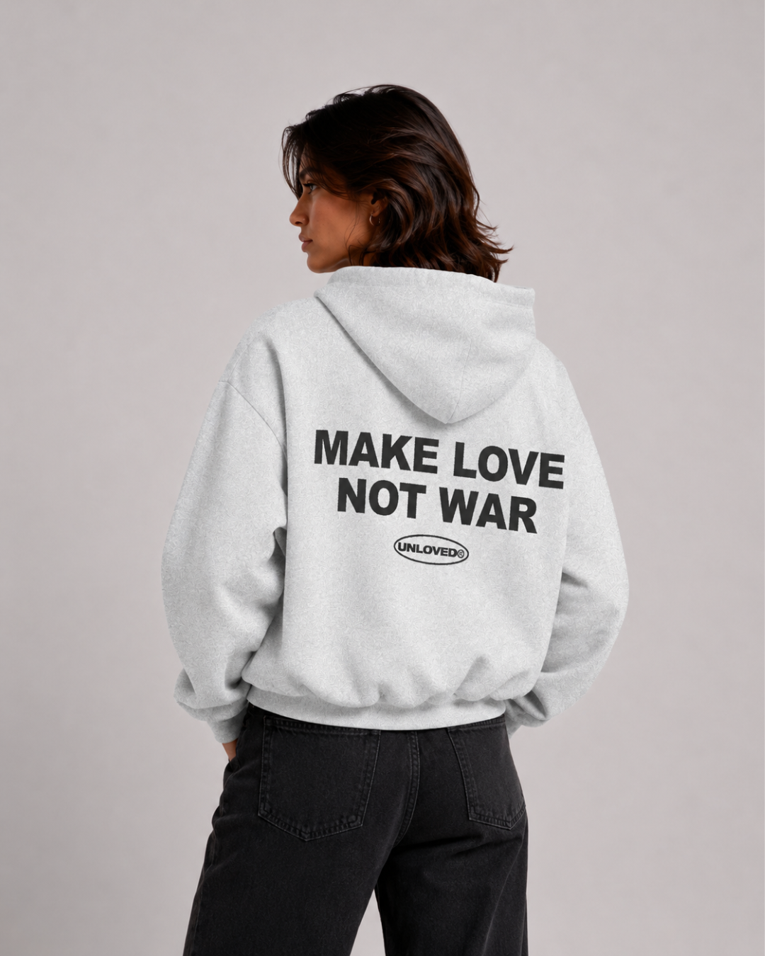 Peace boxy hoodie grigia
