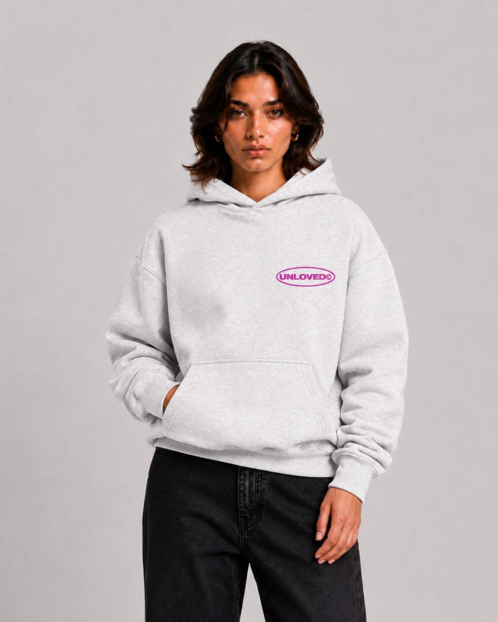 Broken Heart boxy hoodie grigia