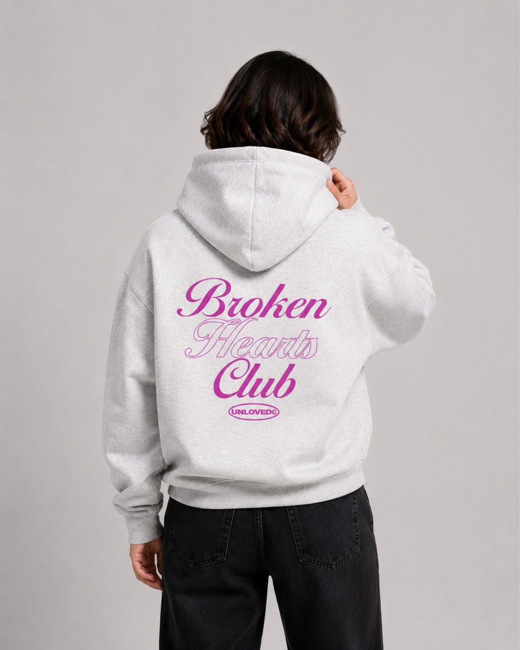 Broken Heart boxy hoodie grigia