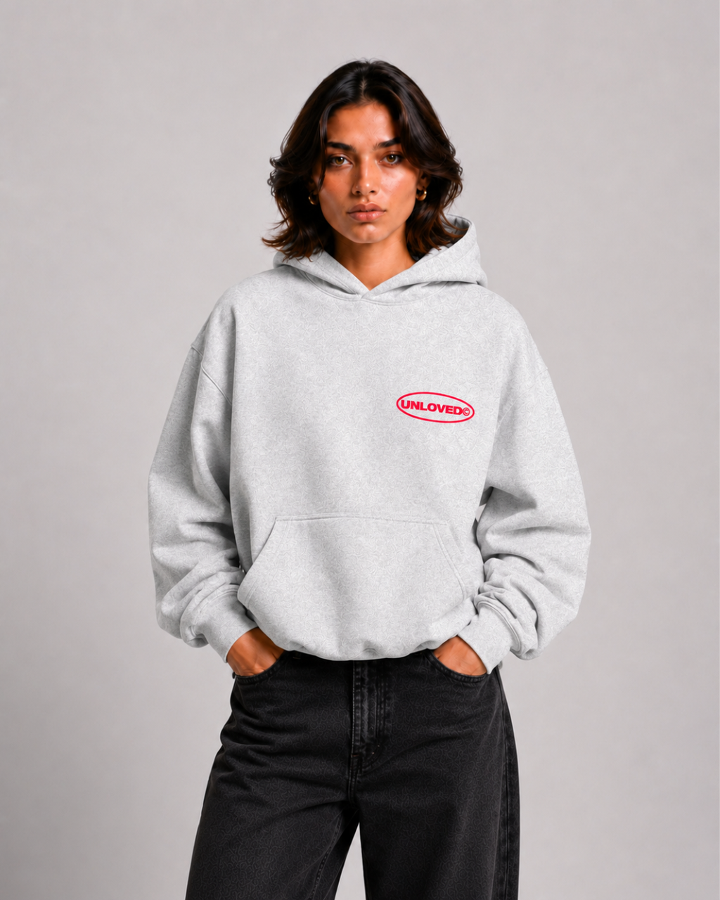 Red Flag boxy hoodie grigia