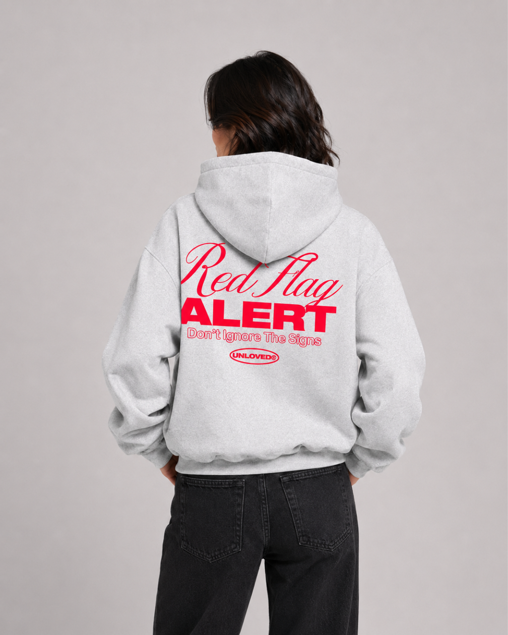 Red Flag boxy hoodie grigia