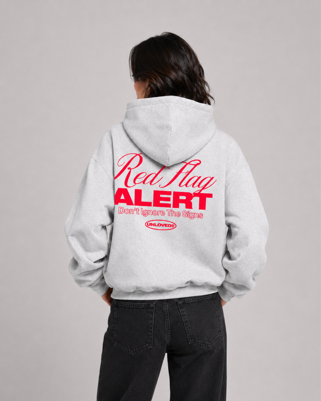 Red Flag boxy hoodie grigia