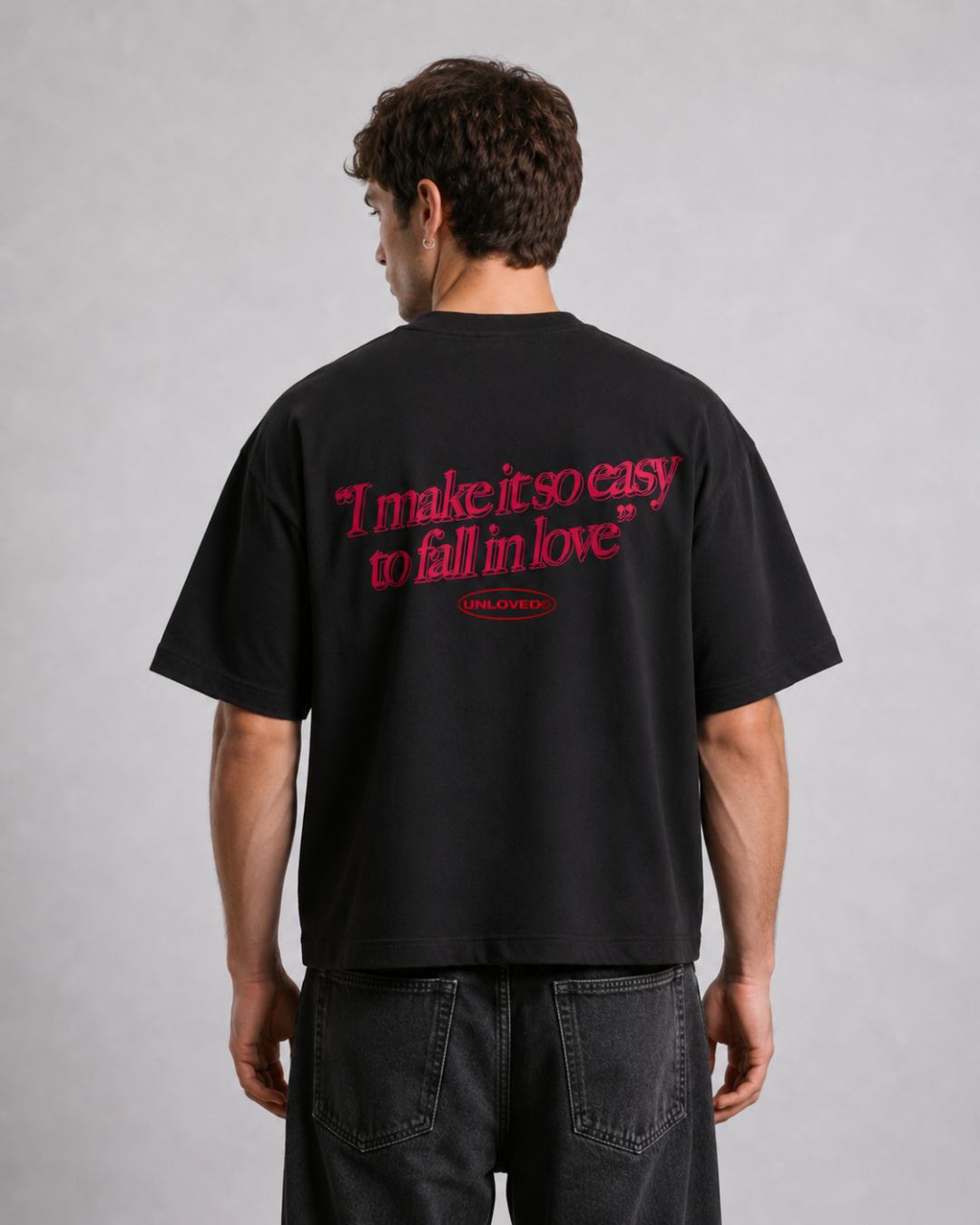 Fall in Love boxy tee nera