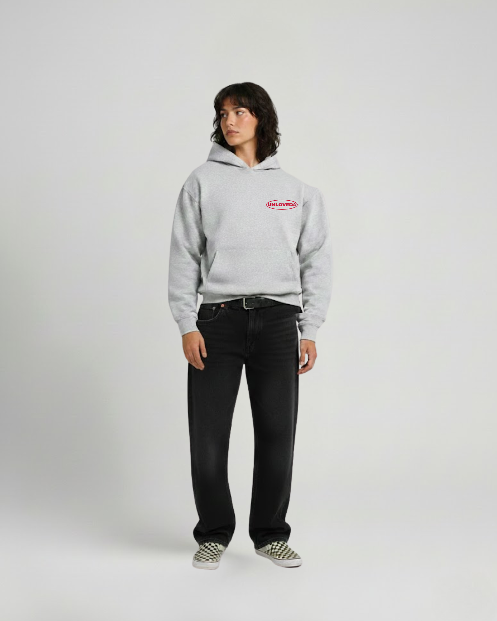 Red Flag boxy hoodie grigio