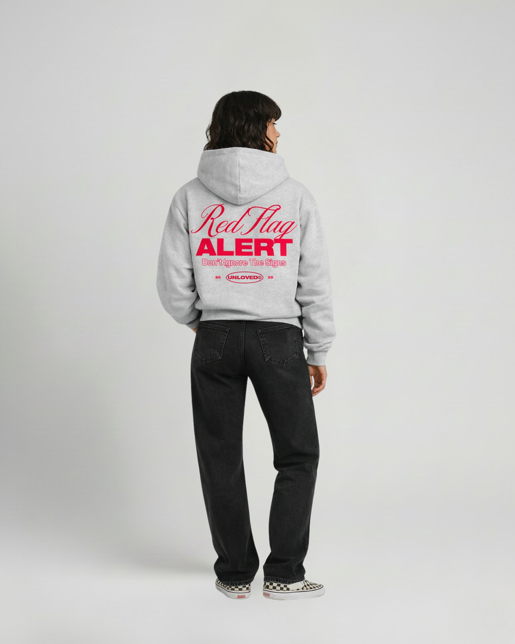 Red Flag boxy hoodie grigio