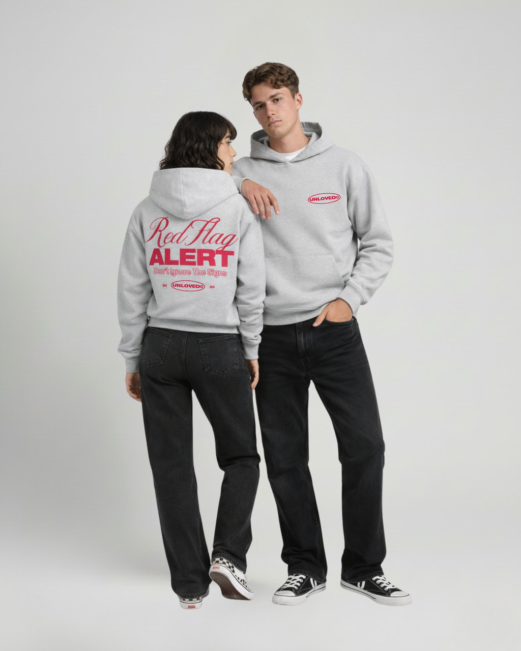 Red Flag boxy hoodie grigio