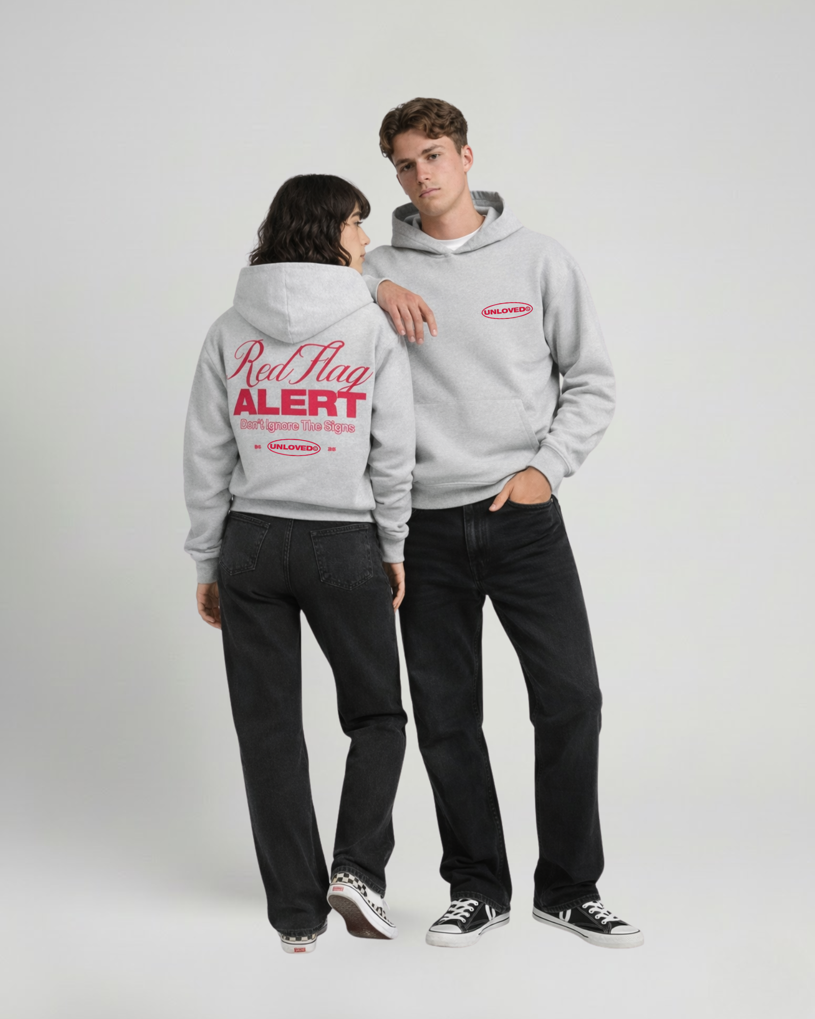 Red Flag boxy hoodie grigio