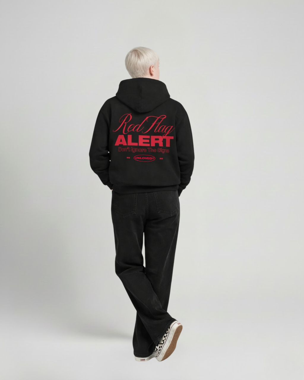 Red Flag boxy hoodie nera