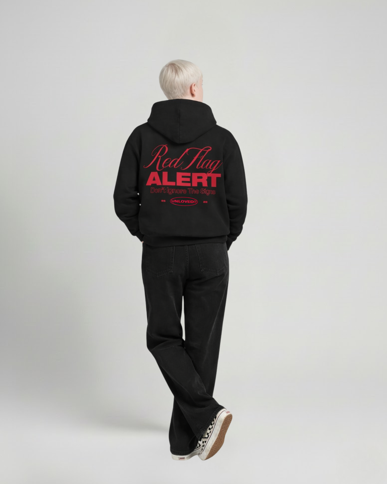 Red Flag boxy hoodie nera