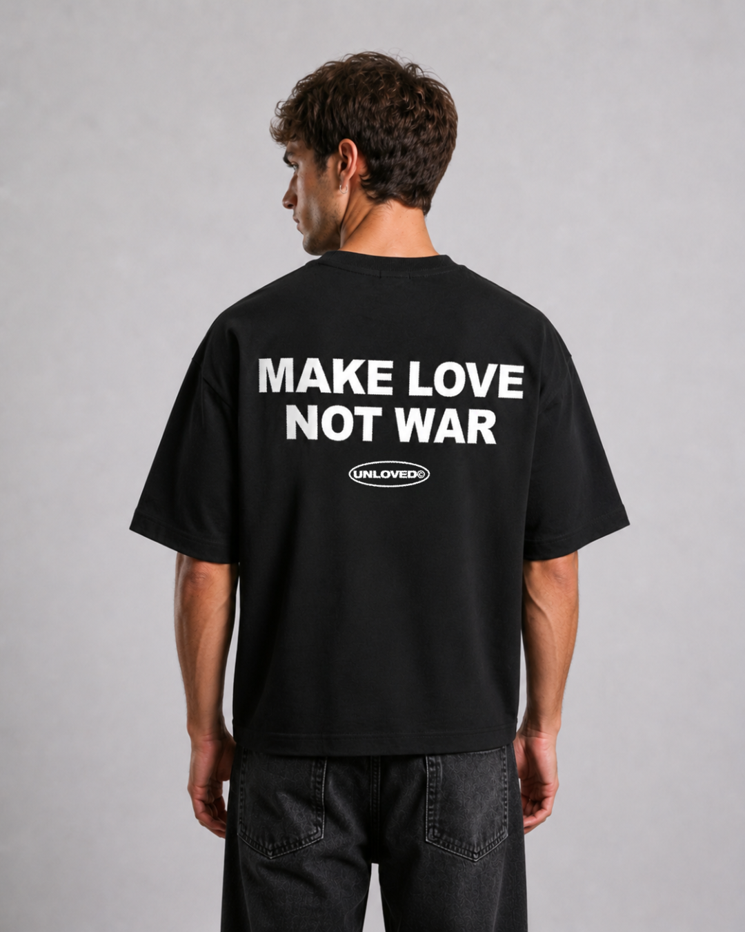 Peace boxy tee nera