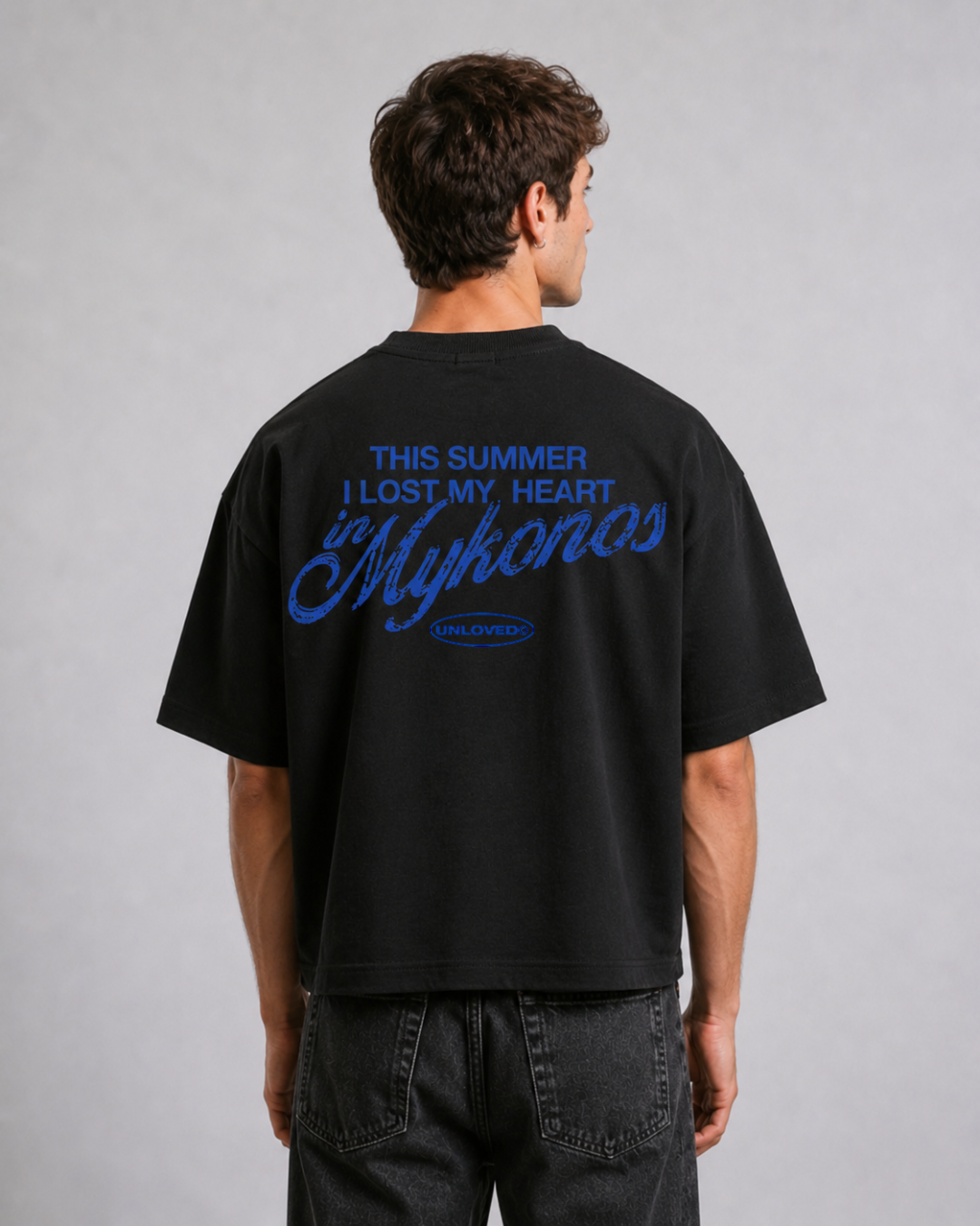 Mykonos holiday boxy tee nera