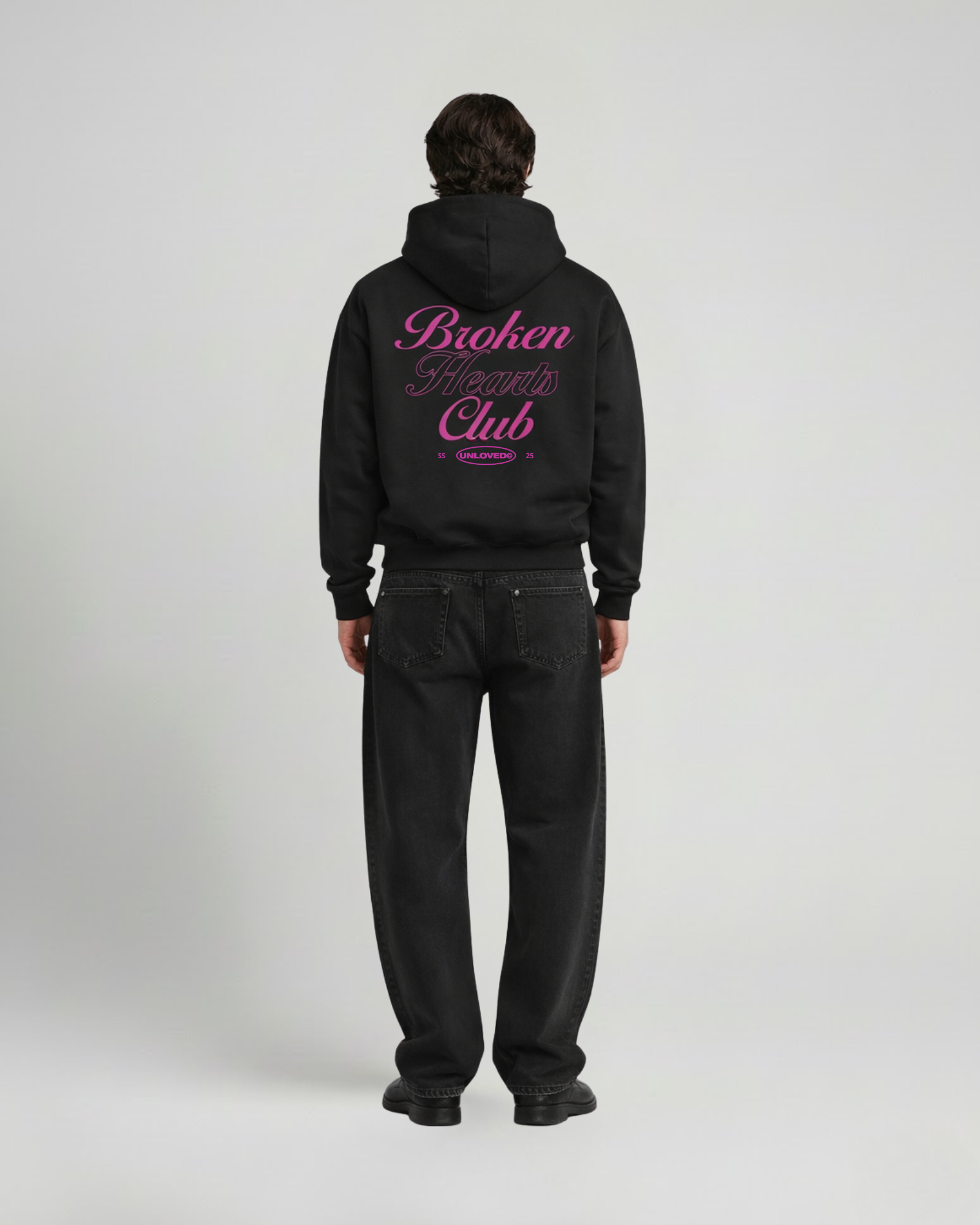 Broken Heart boxy hoodie nera