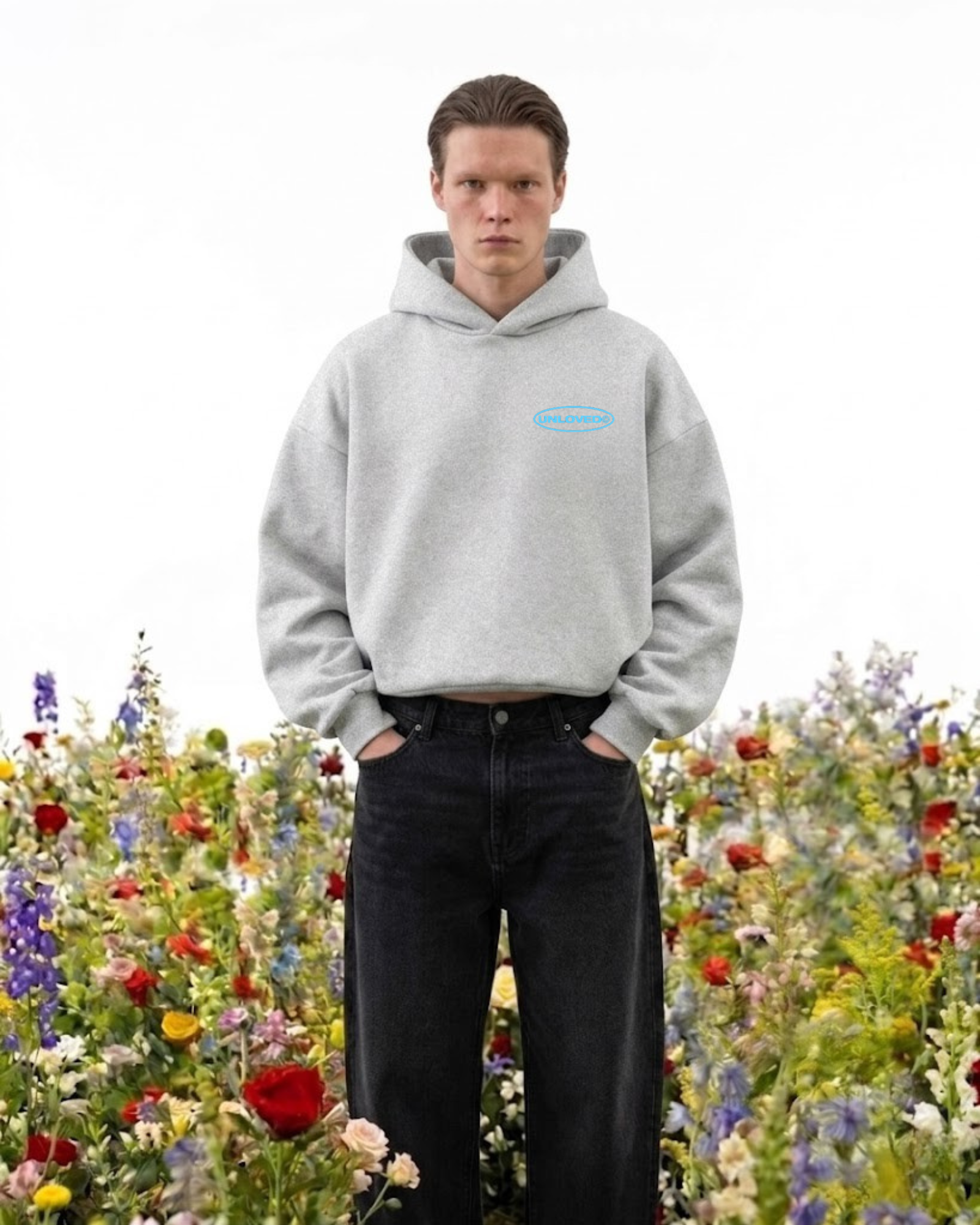 Call Me boxy hoodie grigio