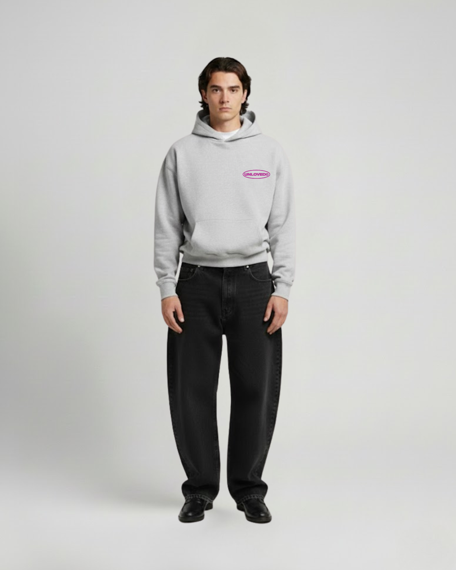 Broken Heart boxy hoodie grigio