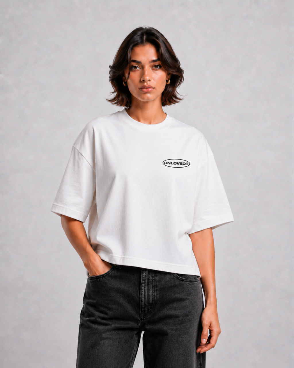 Peace boxy tee bianca