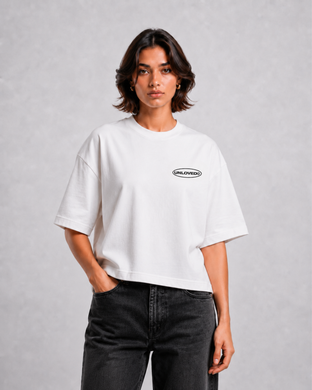 Peace boxy tee bianca