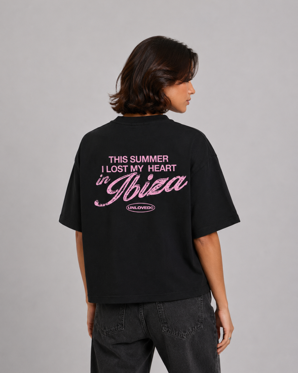 Ibiza holiday boxy tee nera