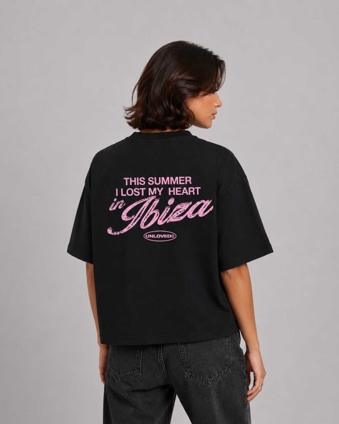 Ibiza holiday boxy tee nera