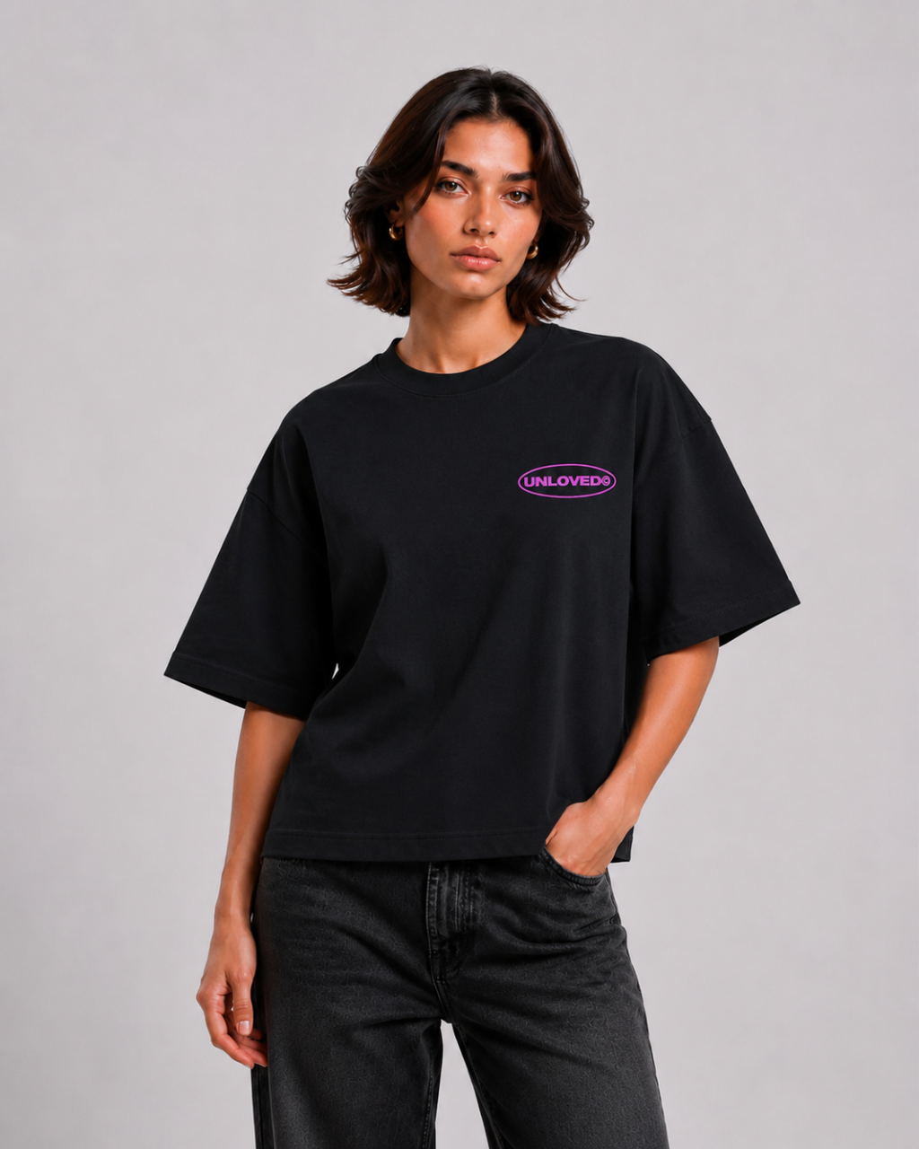 Broken Heart boxy tee nera