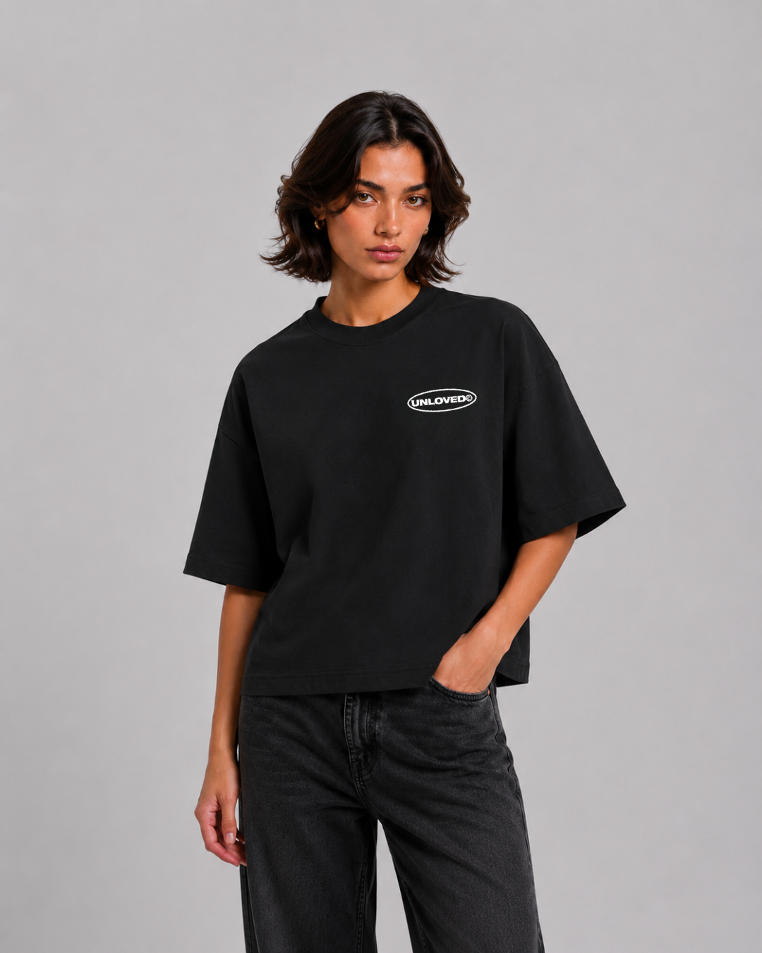 Peace boxy tee nera