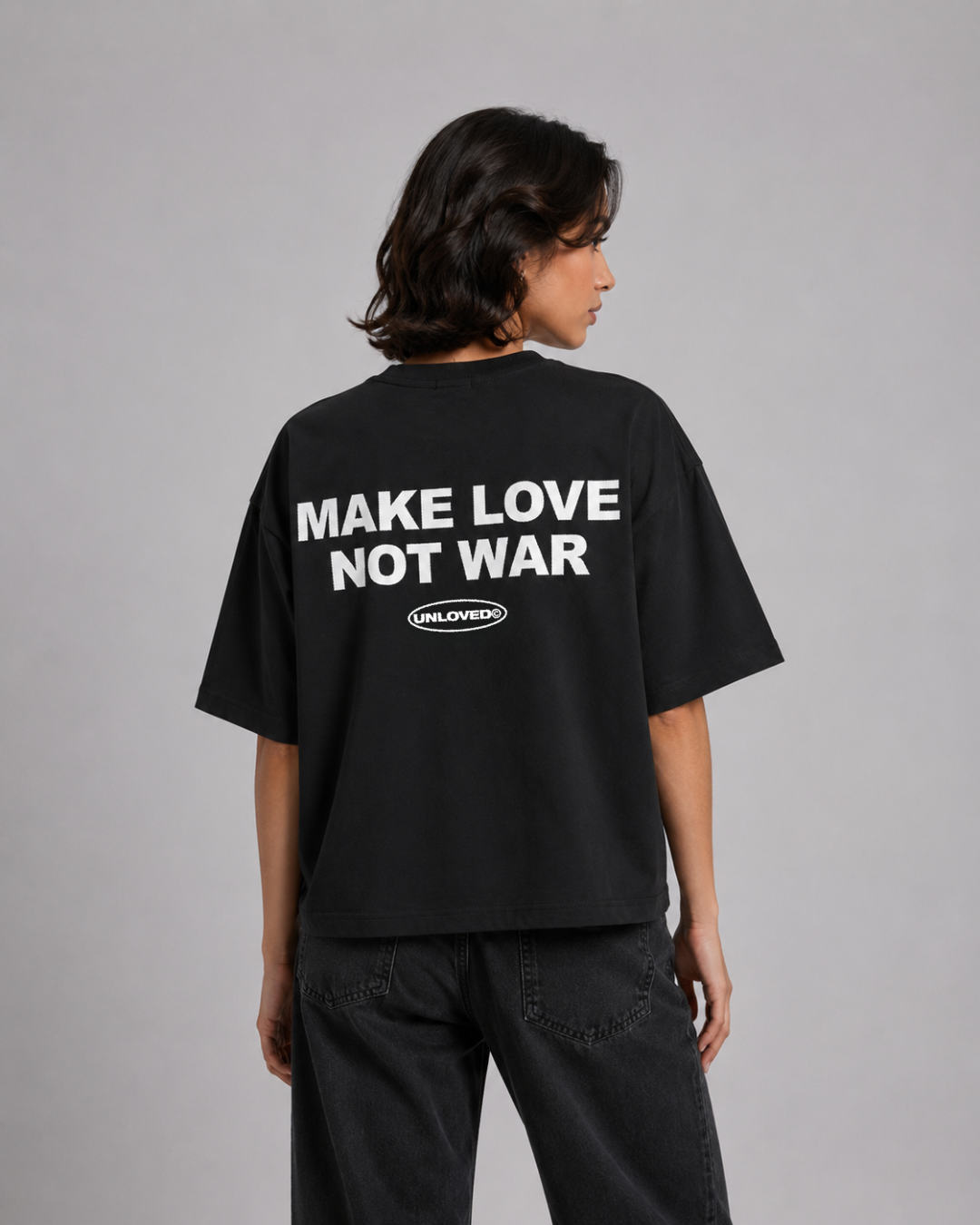 Peace boxy tee nera
