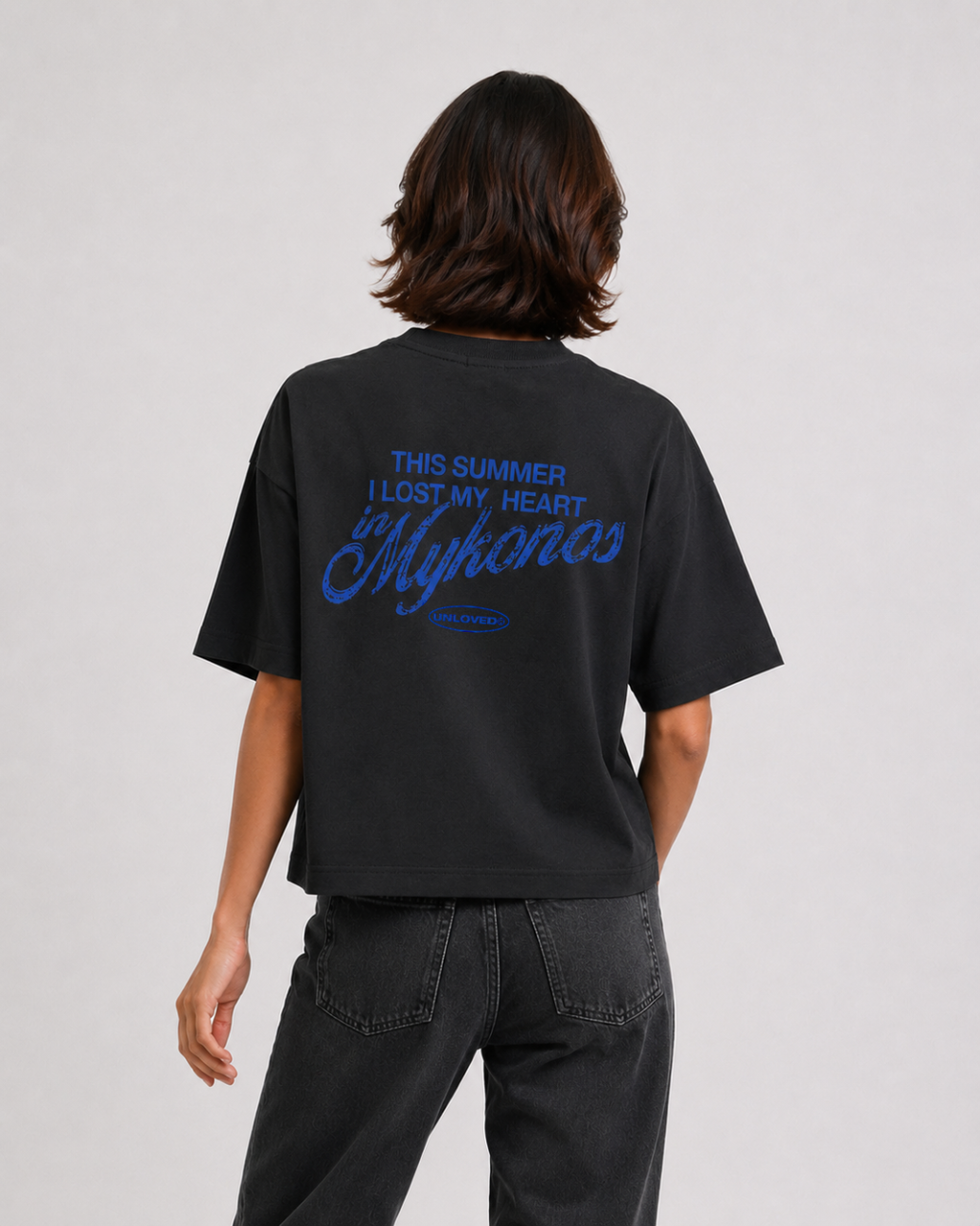 Mykonos holiday boxy tee nera