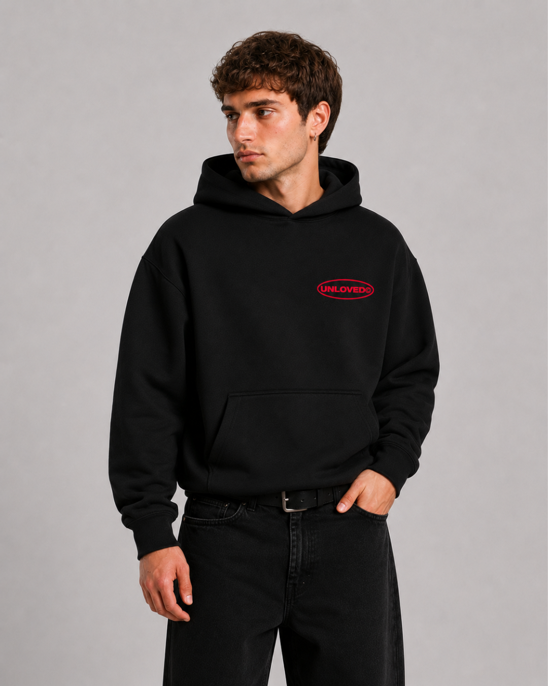 Fall in Love boxy hoodie nera