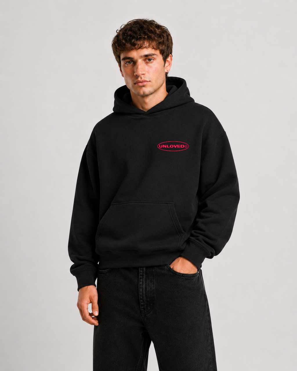 Red Flag boxy hoodie nera