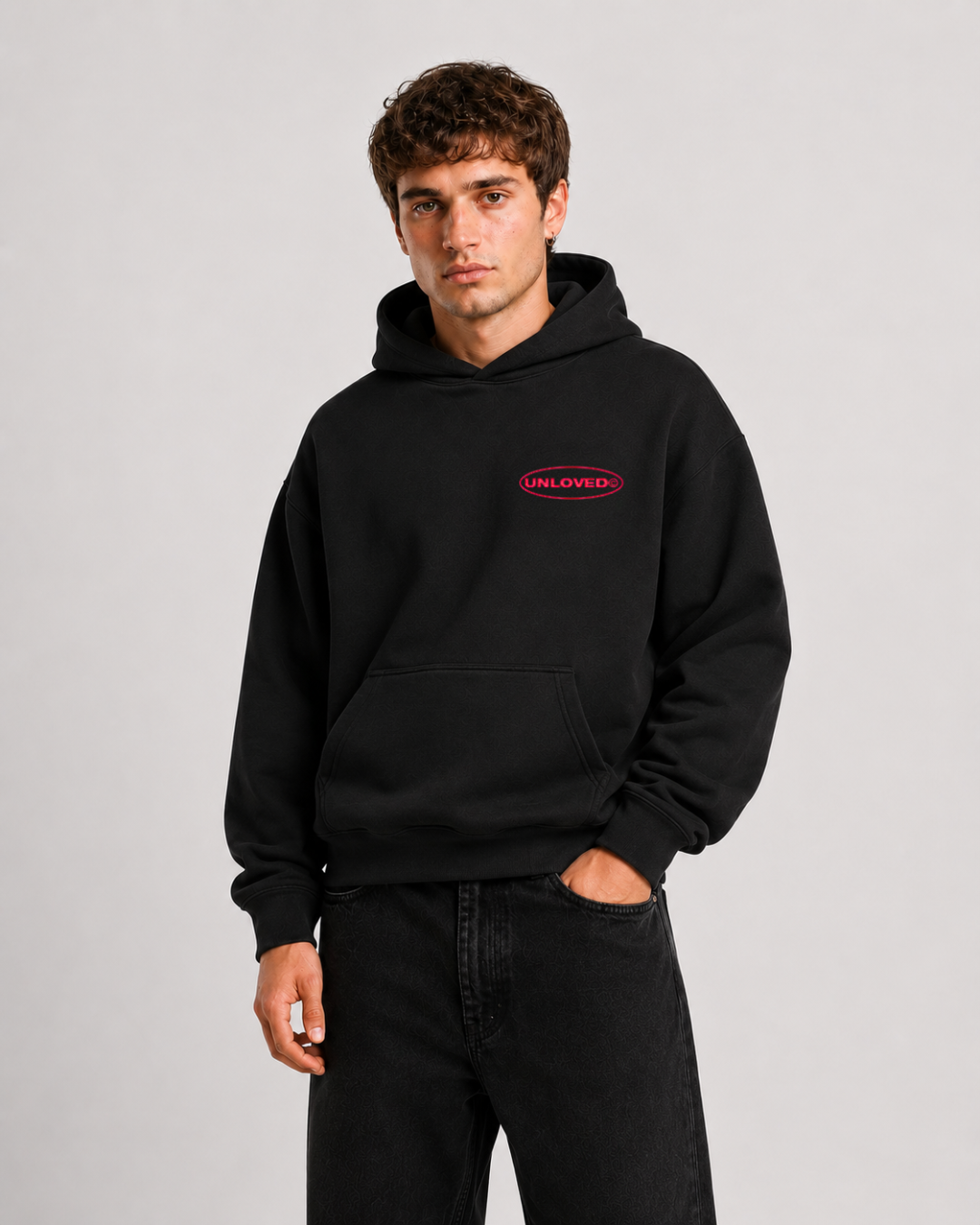 Red Flag boxy hoodie nera