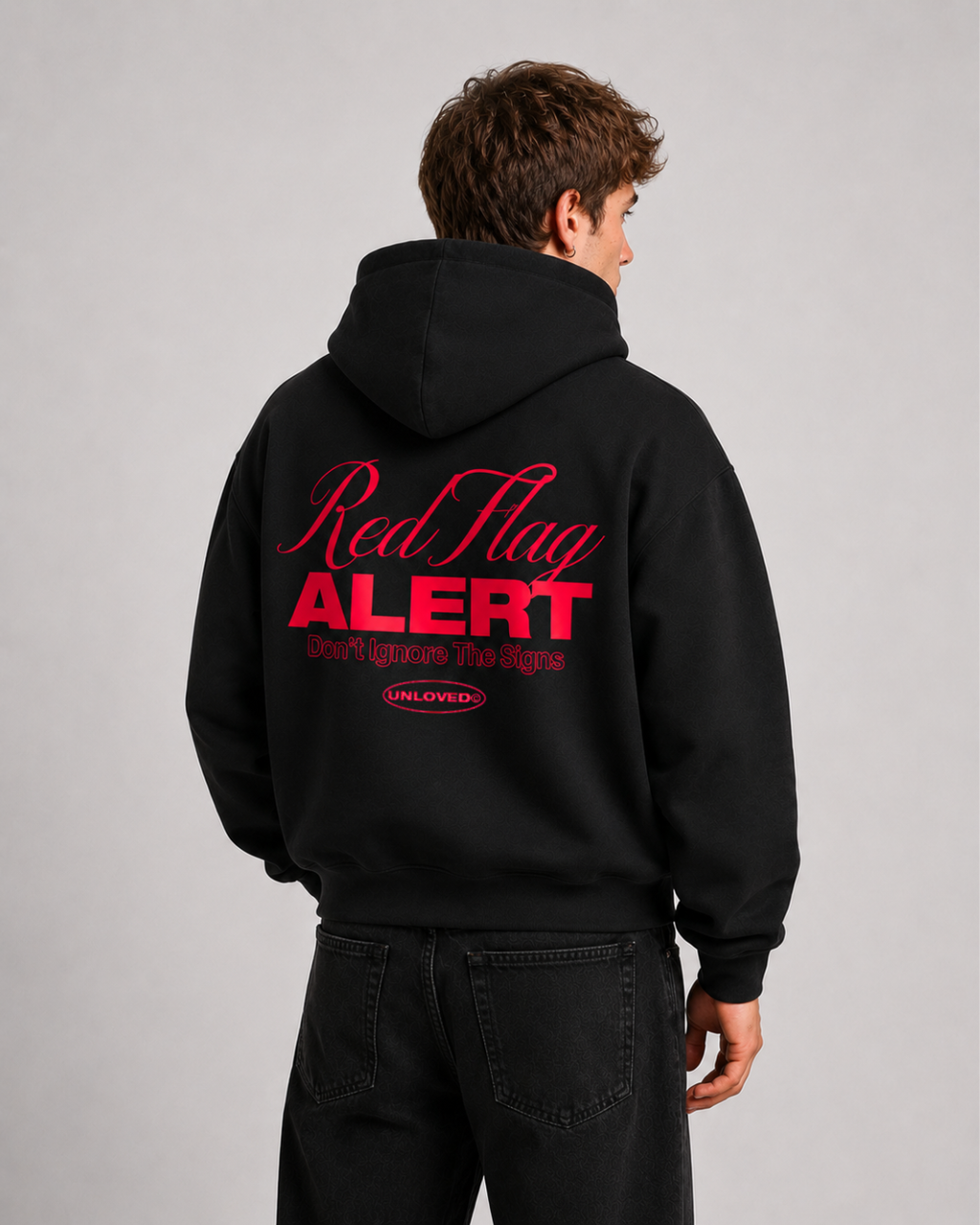 Red Flag boxy hoodie nera