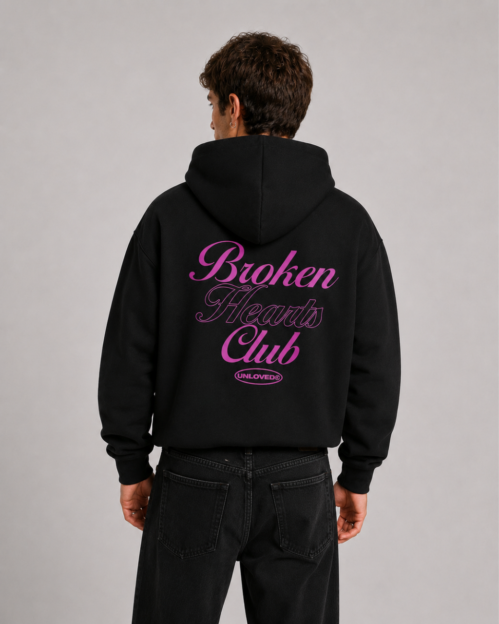 Broken Heart boxy hoodie nera