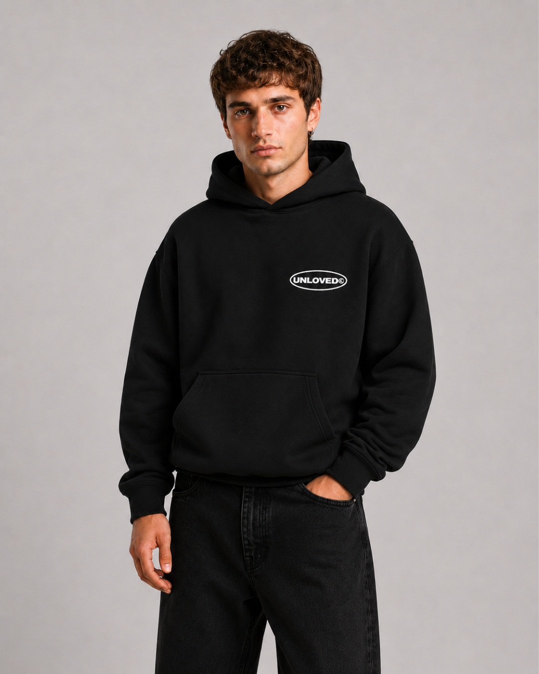 Peace boxy hoodie nera