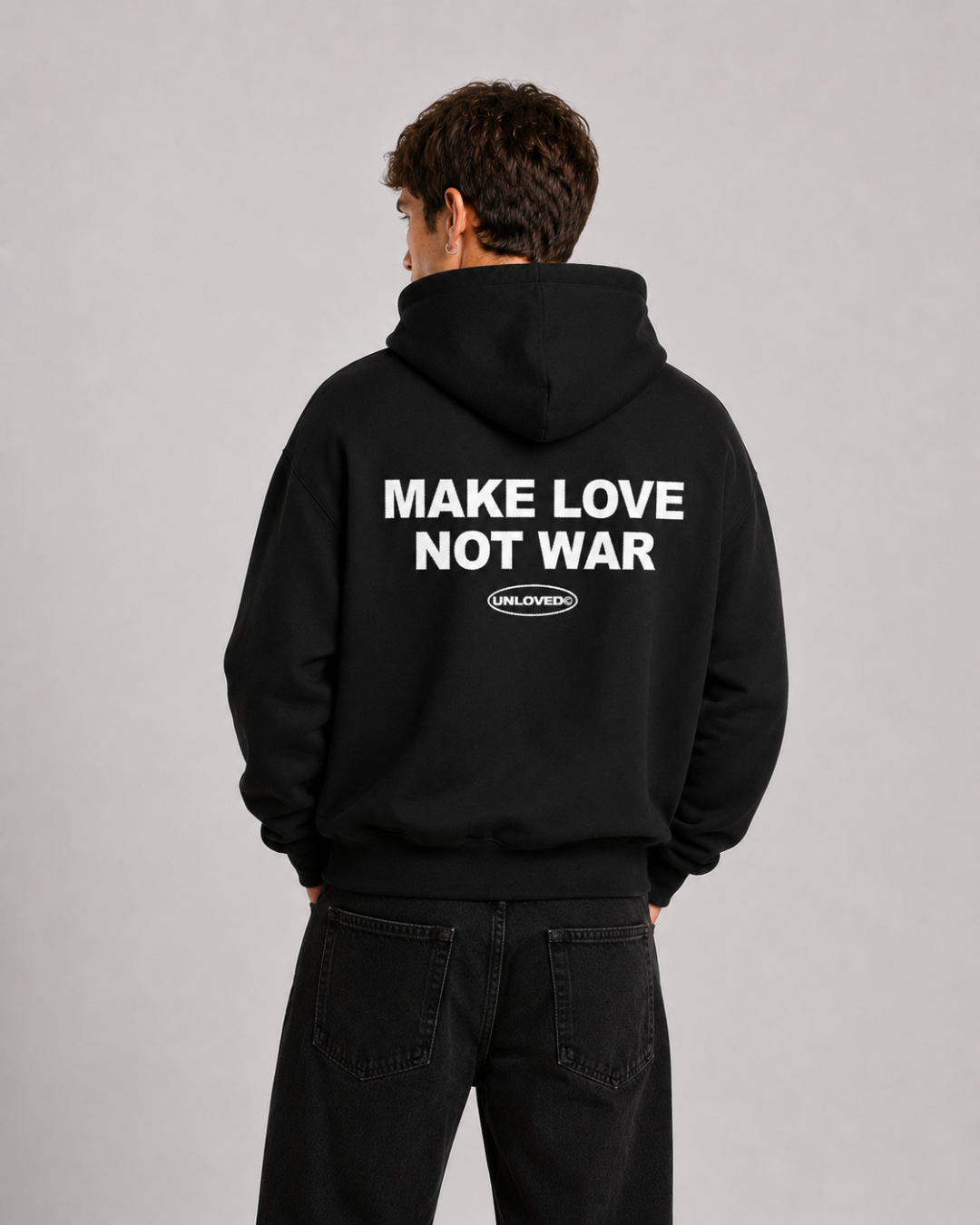 Peace boxy hoodie nera