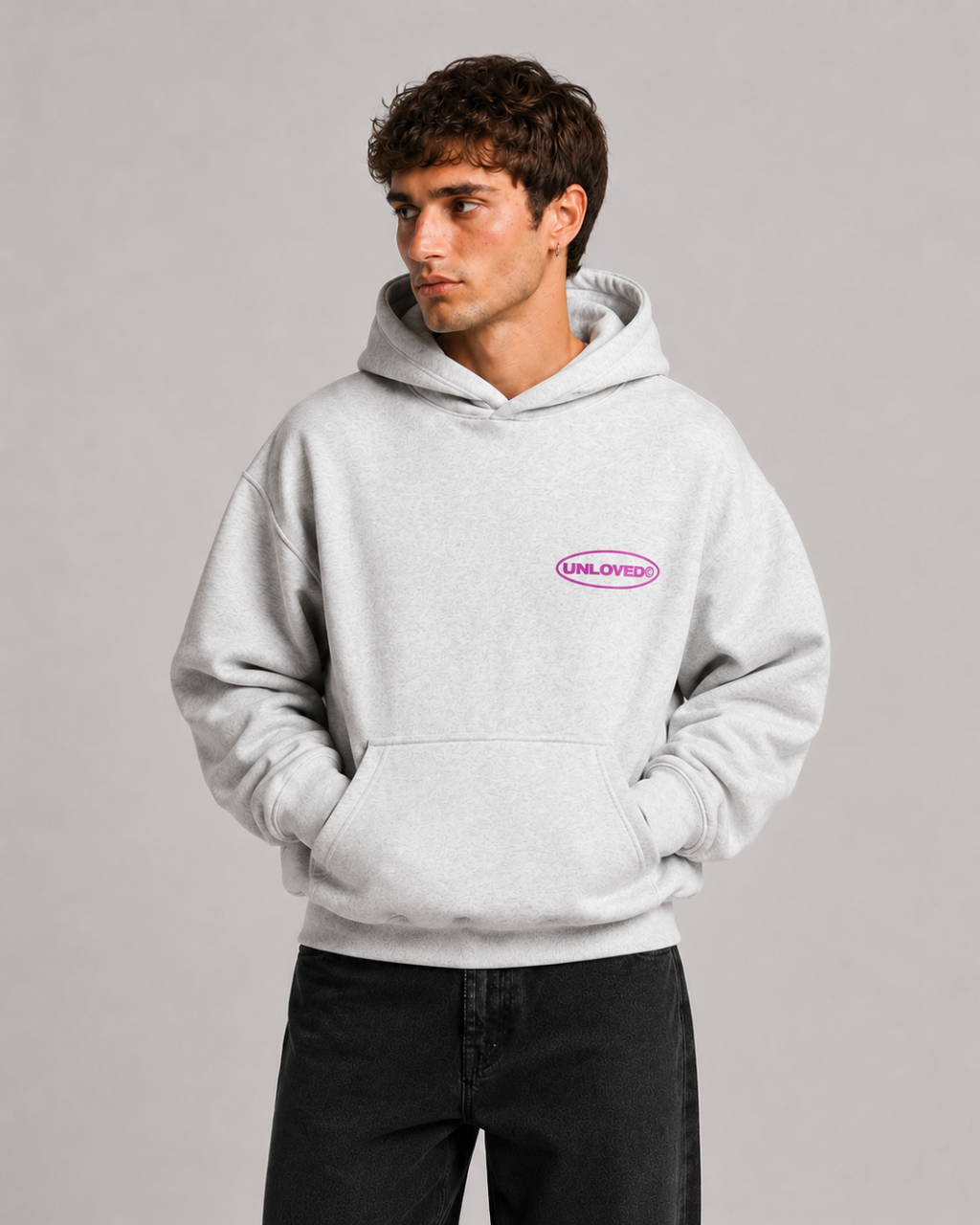Broken Heart boxy hoodie grigia