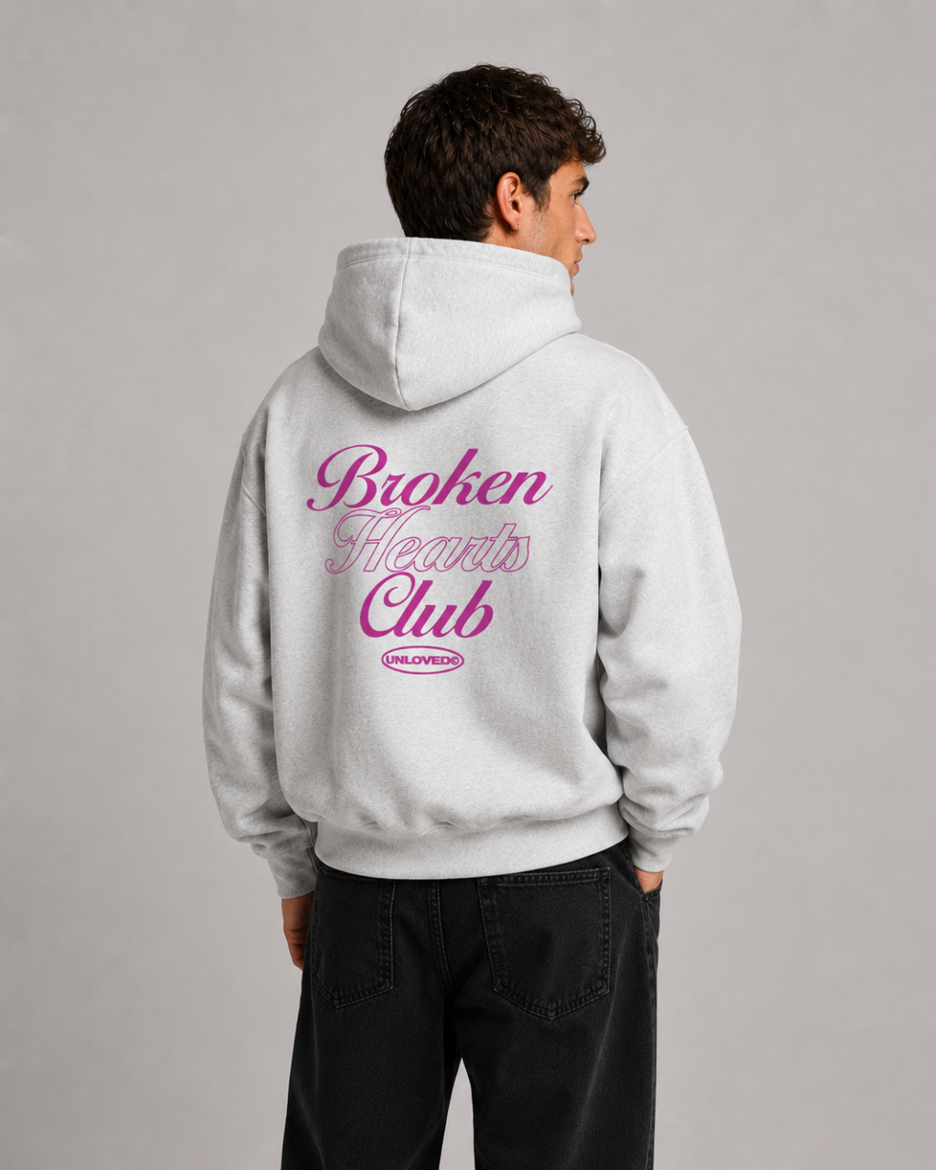 Broken Heart boxy hoodie grigia