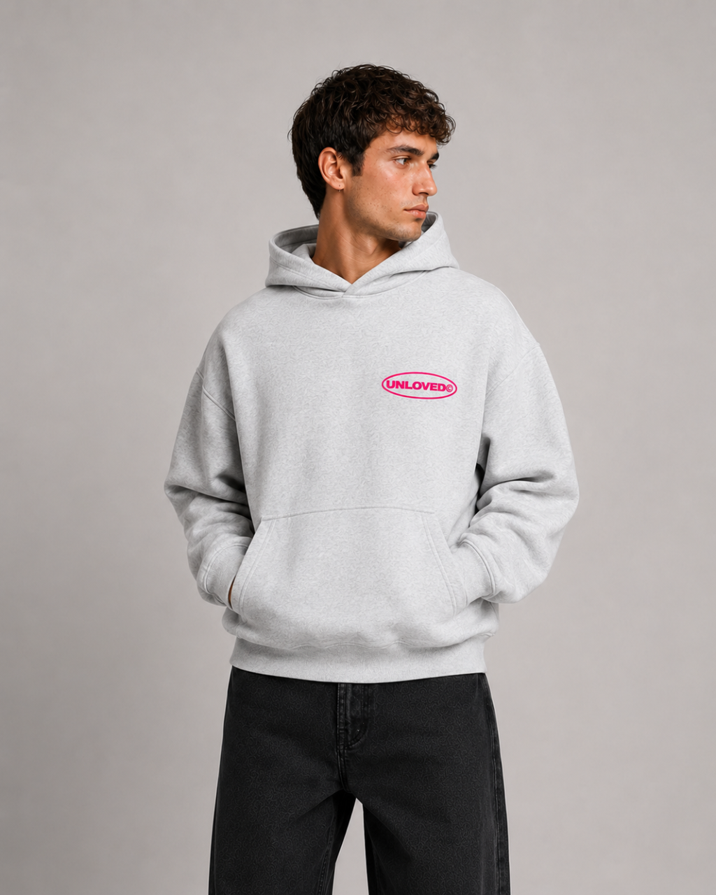 Red Flag boxy hoodie grigia