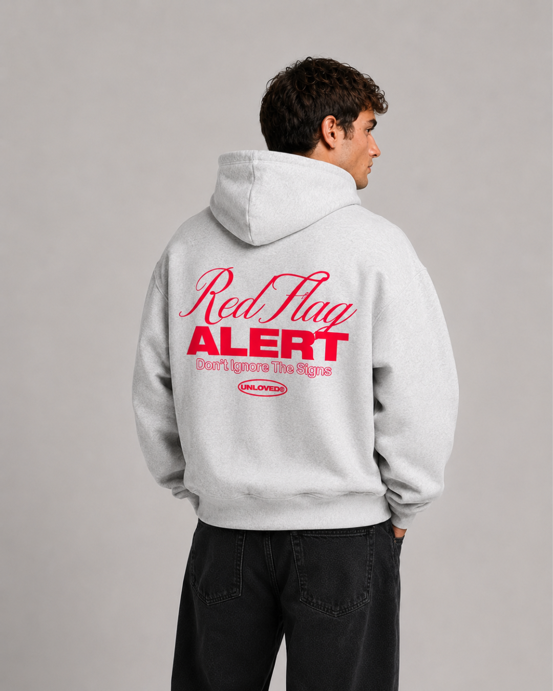 Red Flag boxy hoodie grigia