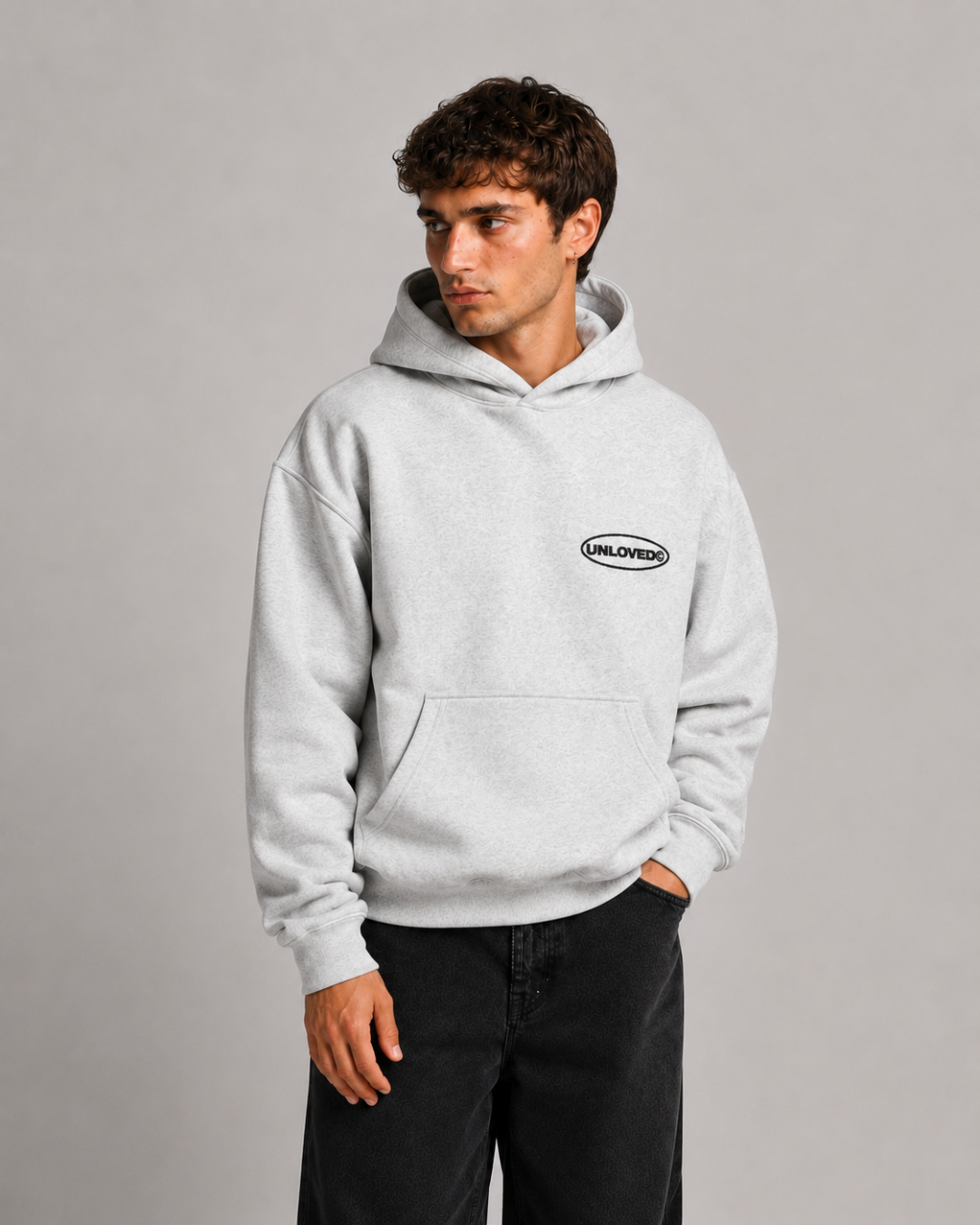 Peace boxy hoodie grigia