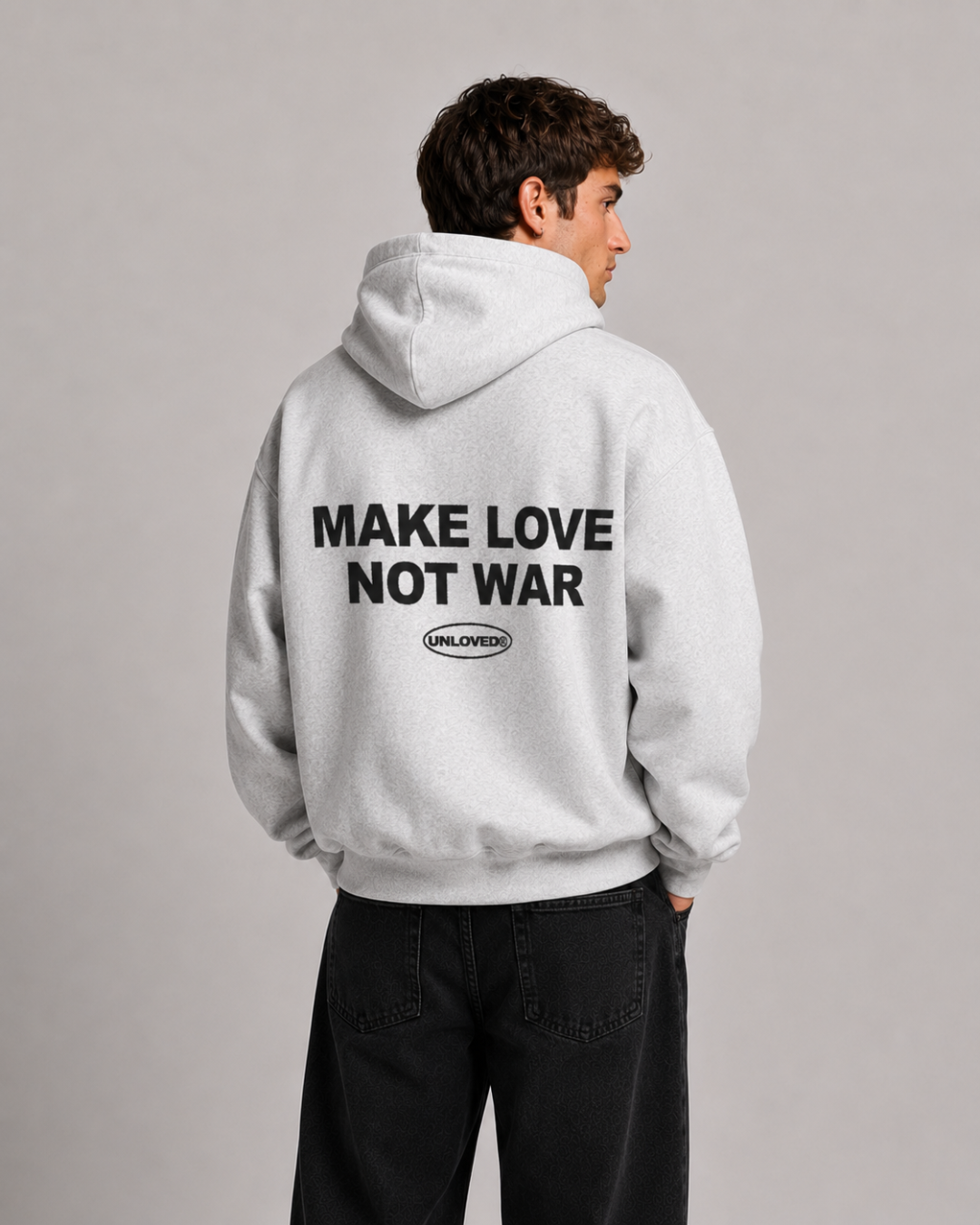 Peace boxy hoodie grigia